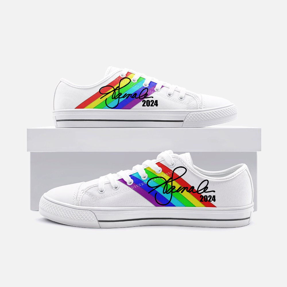 Rainbow Harris Walz '24 Kamala Signature Low Top Shoes LGBT Pride Kamala Harris Campaign Patriotic Shoes