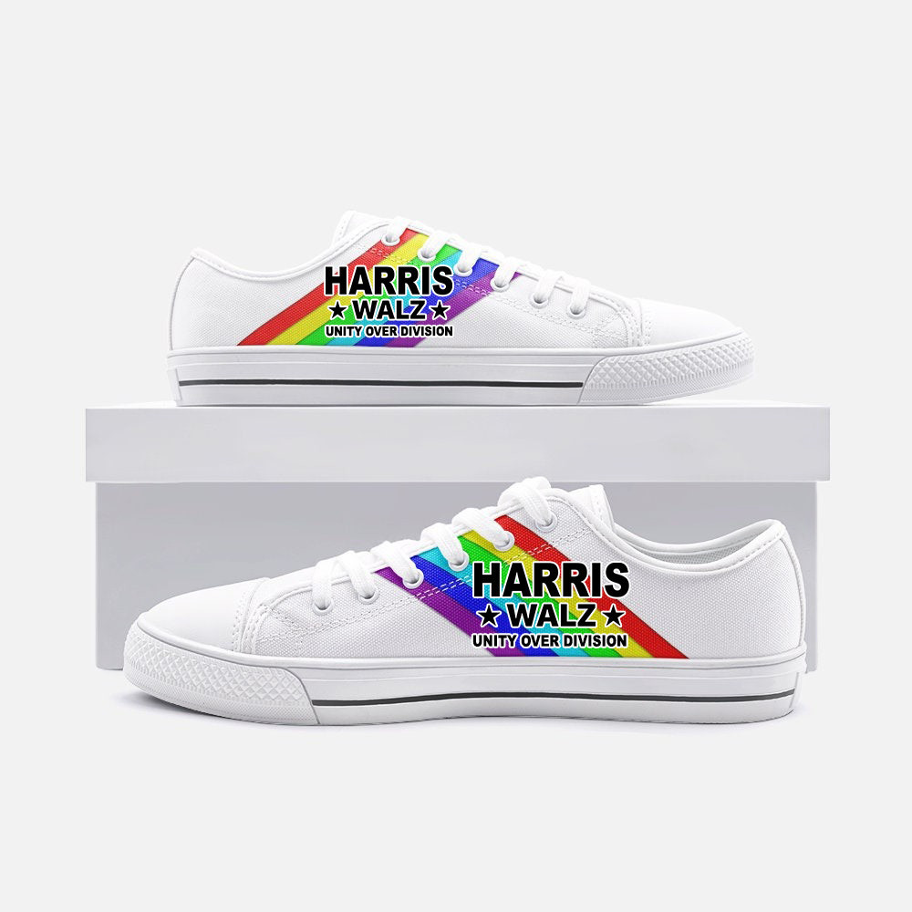 Rainbow Harris Walz '24 Unity Over Division Low Top Shoes LGBT Pride Kamala Harris Campaign Patriotic Shoes Rainbow Harris Walz '24 Unity Over Division Low Top Shoes LGBT Pride Kamala Harris Campaign Patriotic Shoes - Image 1