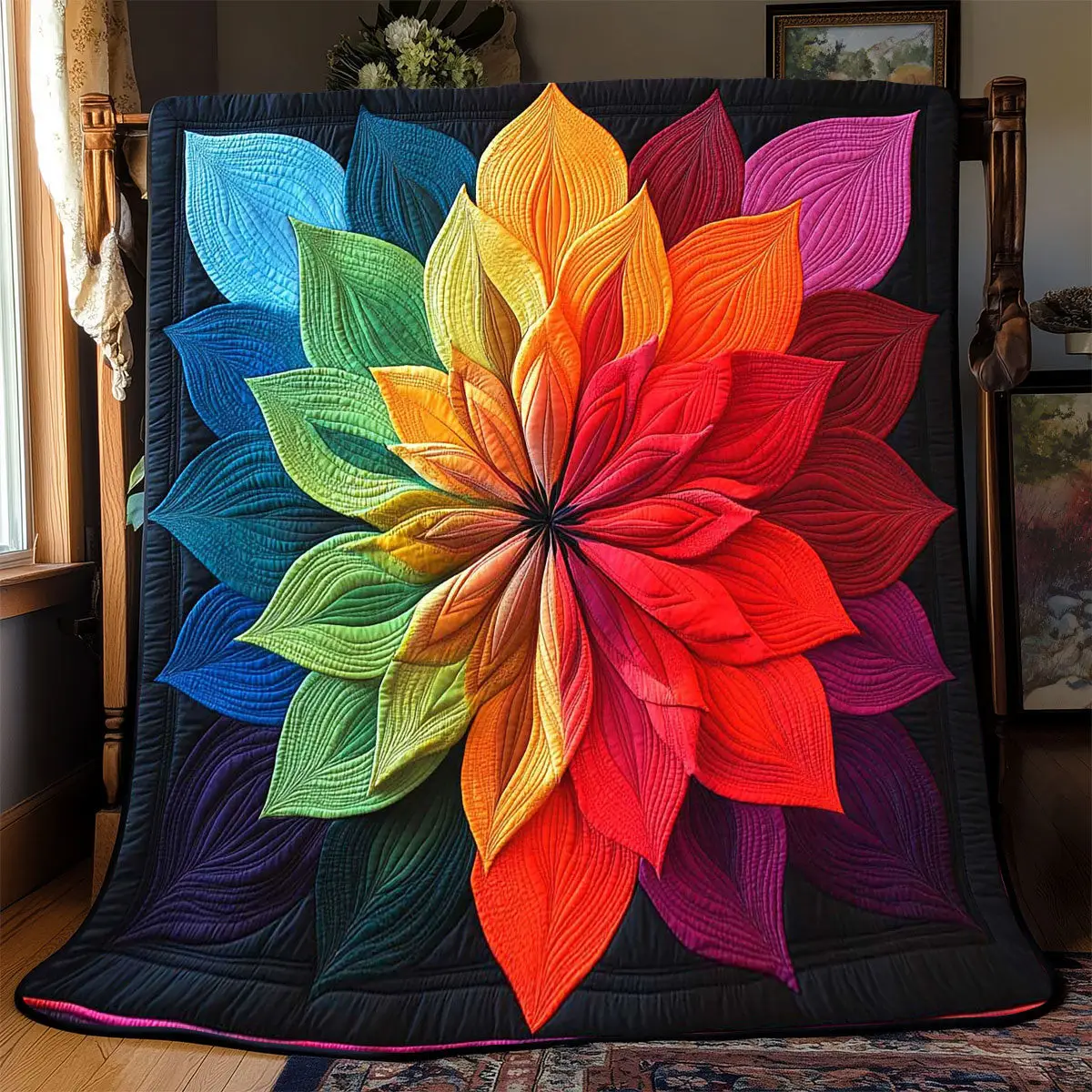 Rainbow Magical Patchwork Quilt Beautiful Quilt Blanket Gift for Cozy Living