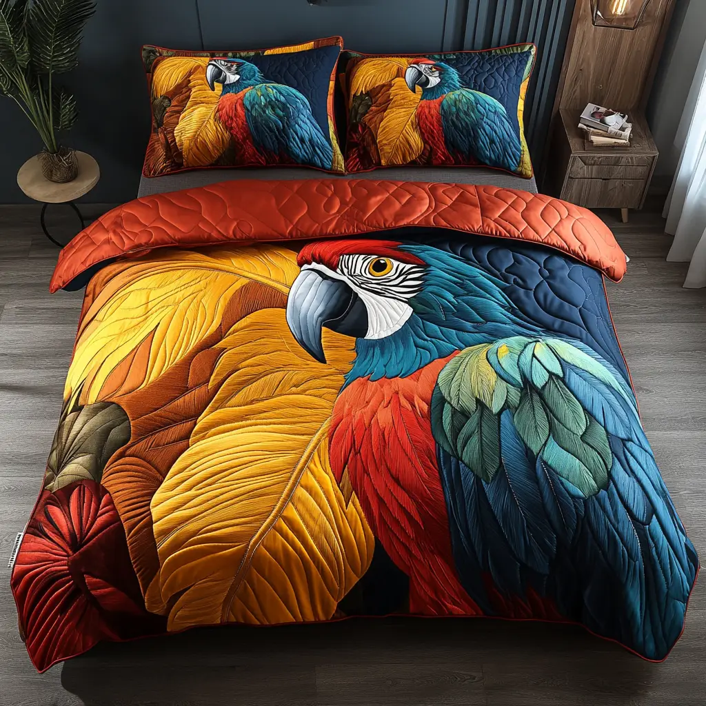 Rainbow Wing Quilted Bedding Set Luxury Bedding Set with Pillow Covers Included