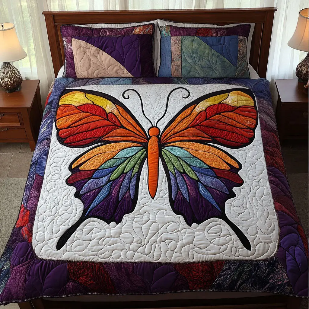 Rainbow Wings Quilted Bedding Set Warm and Breathable Bedding Set for All Seasons