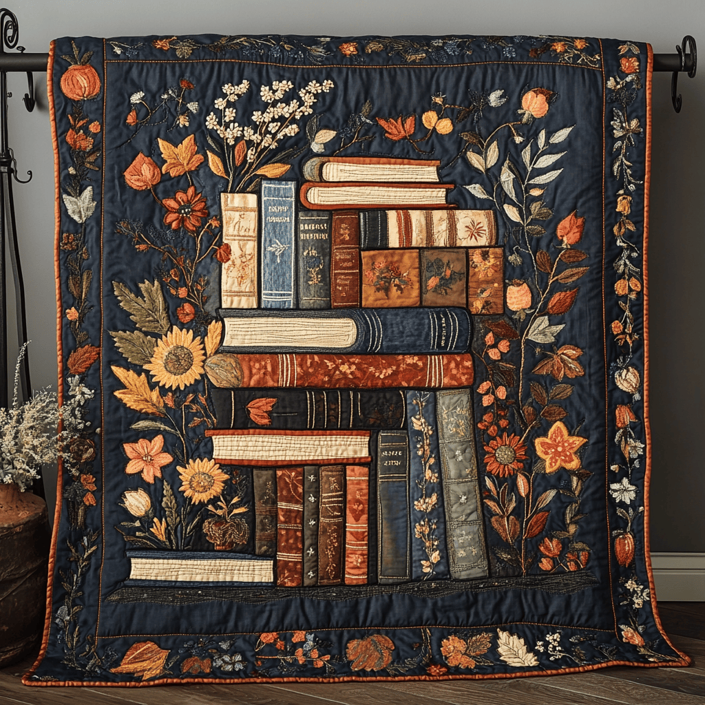 Reading Corner Quilted Blanket Sofa Couch Throw Blanket Book Themed Gift Items