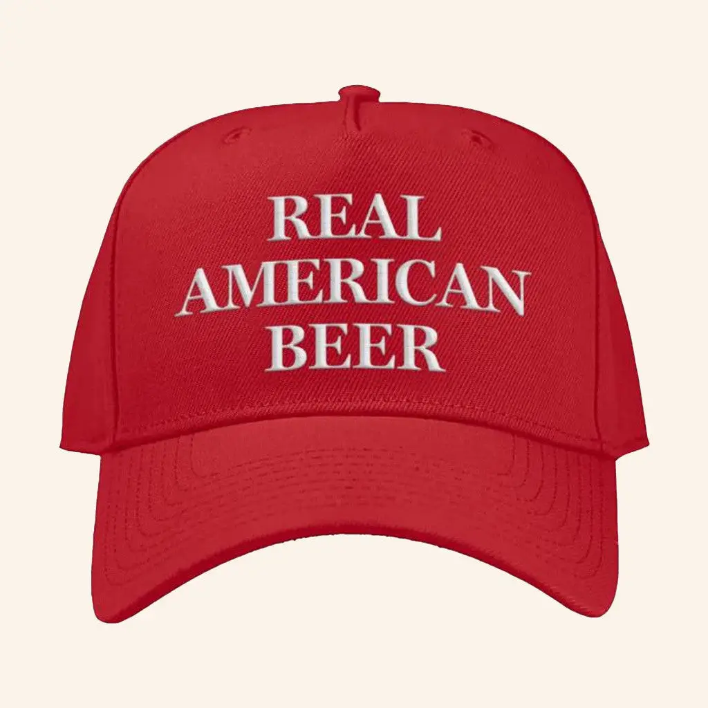 Real American Beer Merch America’s Red Hat Embroidered Gifts For Father -WearandDecor Real American Beer Merch America’s Red Hat Embroidered Gifts For Father -WearandDecor - Image 1