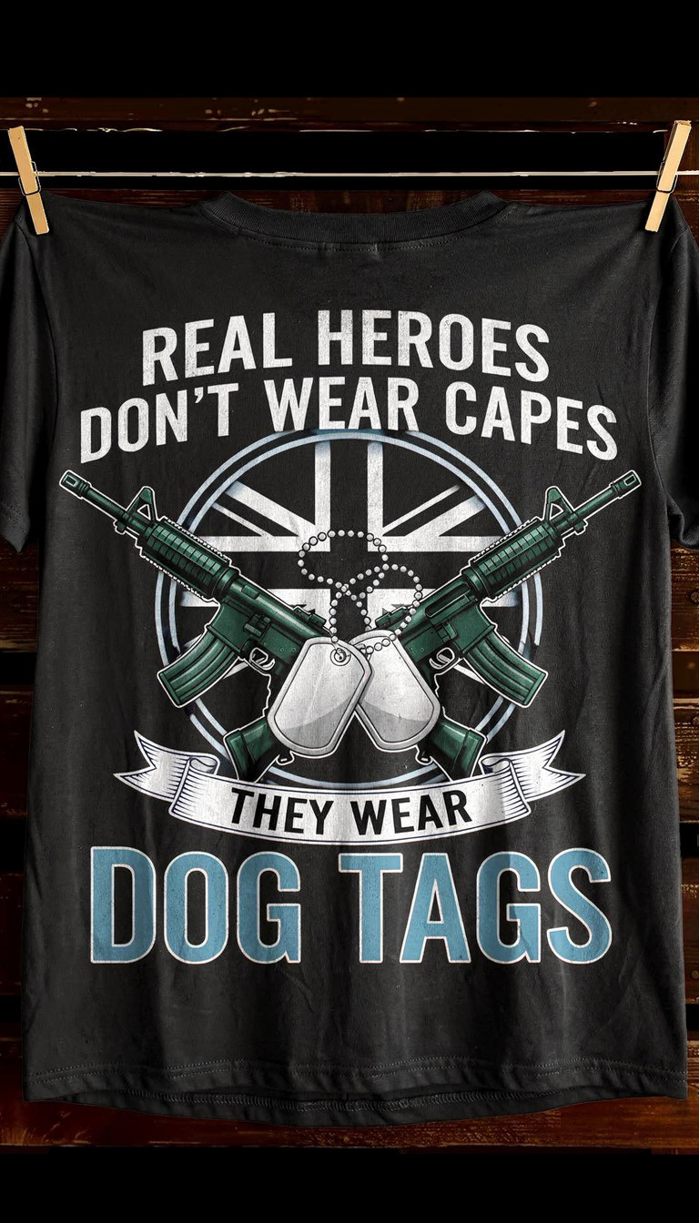 Real Heroes Dog Tags T Shirt 1776 2026 250th Anniversary Veteran Tribute Gift For Him