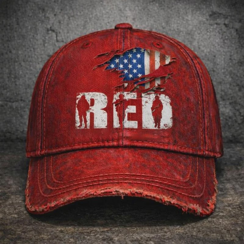 RED American Flag Graphic Vintage Hat On Fridays We Wear Red Baseball Cap Patriotic Gift