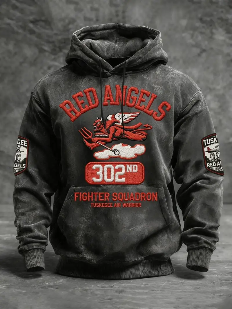 Red Angels 302nd Fighter Squadron Hoodie Tuskegee Air Warrior Pullover Gift For Veterans