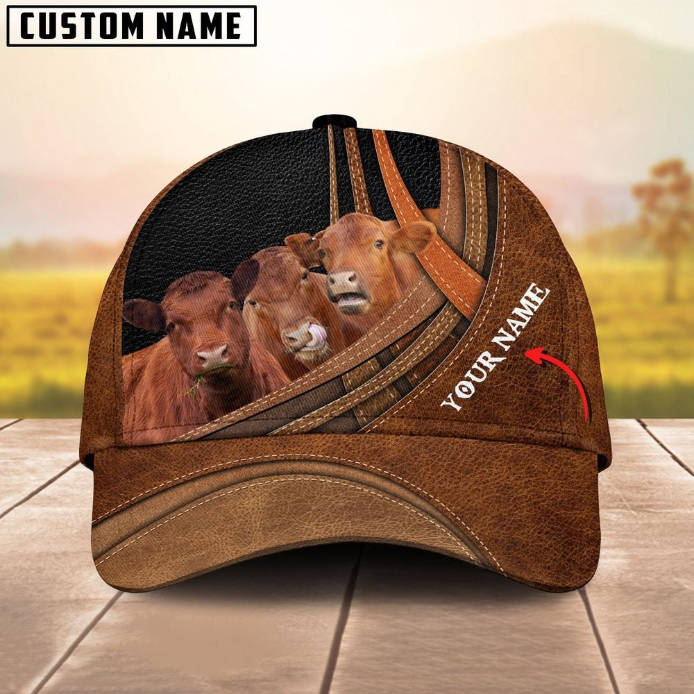 Red Angus Cattle Customized Name Cap Farmer Baseball Cap Unique Gifts For Farmers