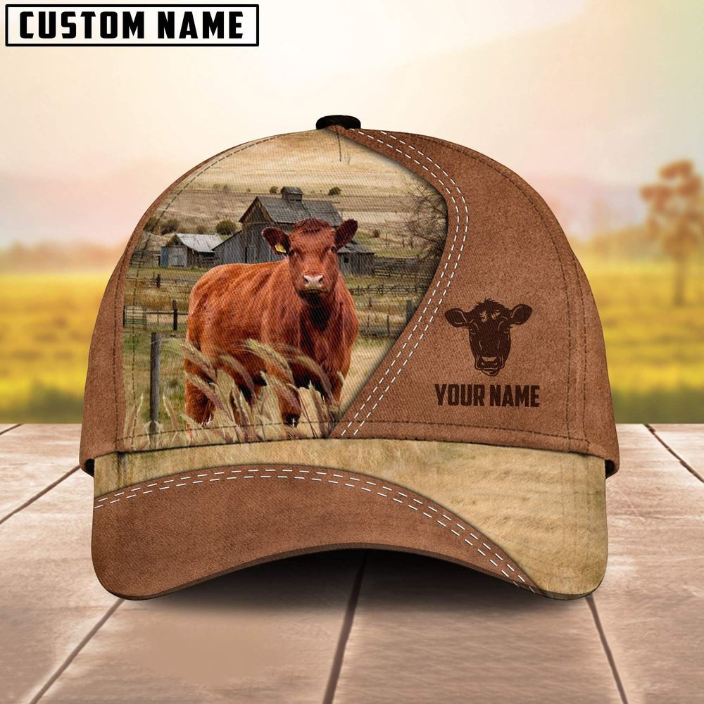 Red Angus Customized Name Brown Cap Farmer Baseball Cap Unique Gifts For Farmers