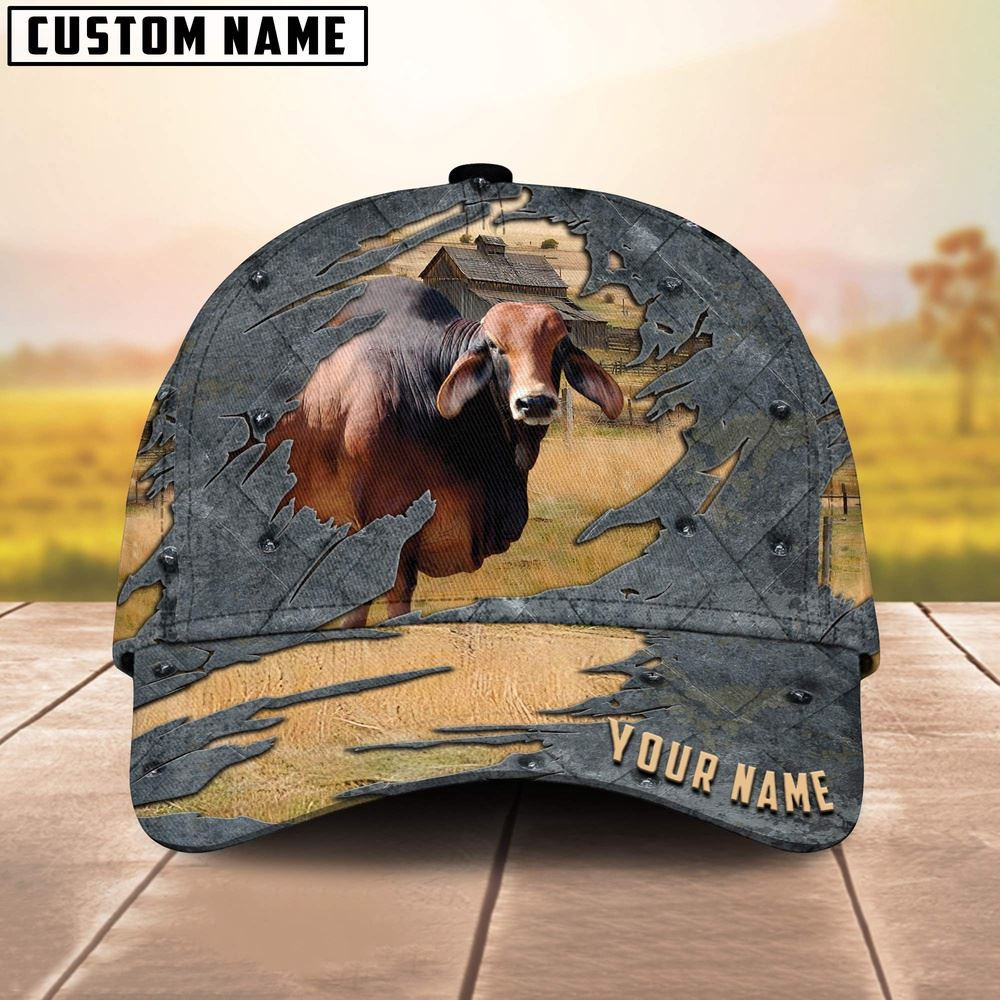 Red Brahman Customized Name Cap Farmer Baseball Cap Unique Gifts For Farmers