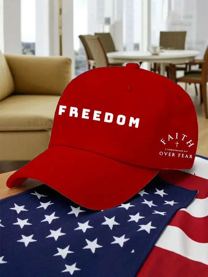 Red Freedom Charlie Kirk Hat Faith Over Fear Baseball Cap Gifts For Patriots -WearandDecor