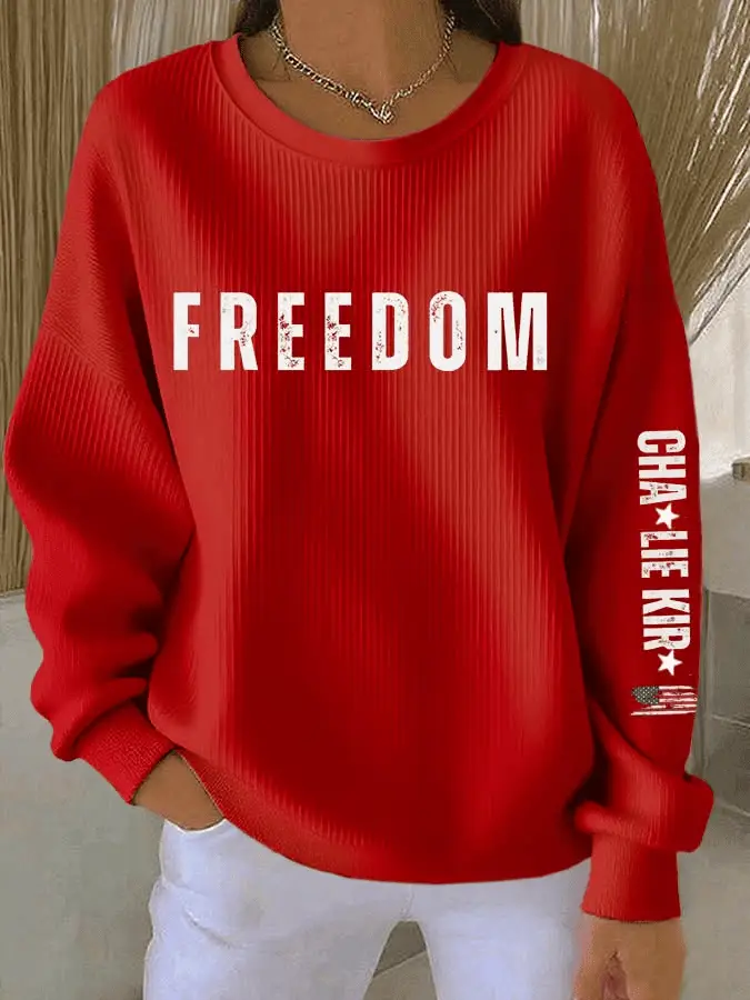 Red Freedom Sweatshirt Charlie Kirk Memorial Tribute Gift