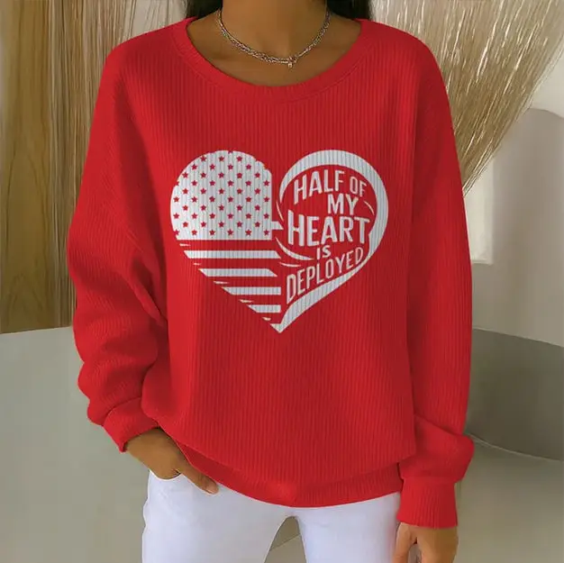 Red Friday Half Of My Heart Is Deployed Sweatshirt Red Friday Apparel Gift For Mother's Day Red Friday Half Of My Heart Is Deployed Sweatshirt Red Friday Apparel Gift For Mother's Day - Image 1