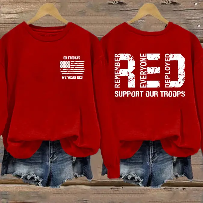 Red Friday Sweatshirt Support Our Troops Veteran's Day Clothing Gift For Patriots