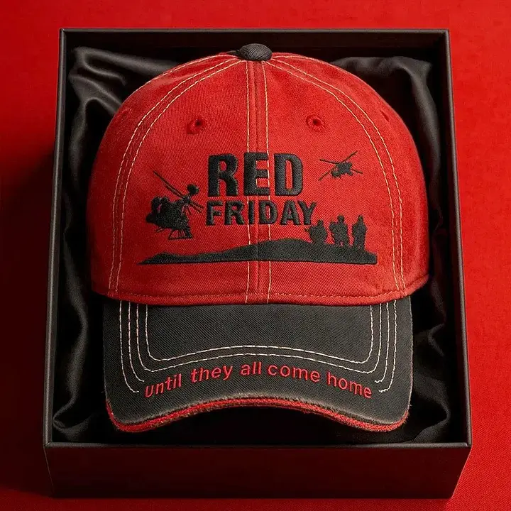 RED Friday Until They All Come Home Embroidered Hat Support The Troops Veteran Hat - WearandDecor RED Friday Until They All Come Home Embroidered Hat Support The Troops Veteran Hat - WearandDecor - Image 1