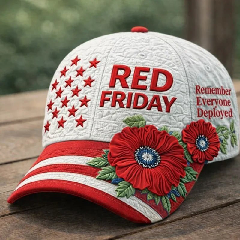Red Fridays Poppy Flower Hat Remember Everyone Deployed Baseball Cap Cool Veteran's Day Gift Red Fridays Poppy Flower Hat Remember Everyone Deployed Baseball Cap Cool Veteran's Day Gift - Image 1