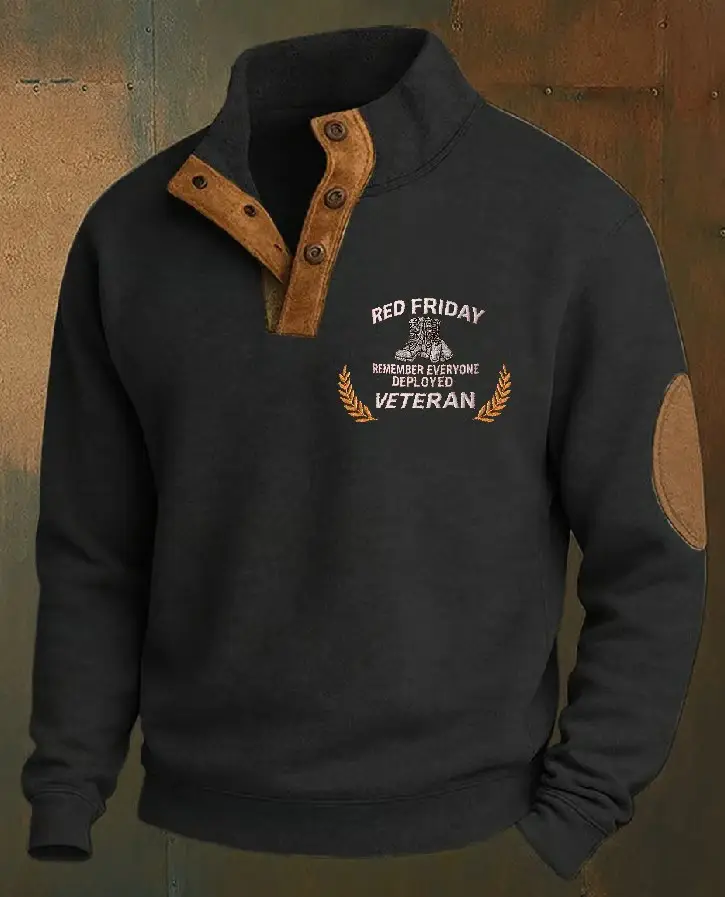 Red Fridays Veterans Collar Stand Up Sweatshirt Remember Everyone Deployed Merch Patriotic Gift