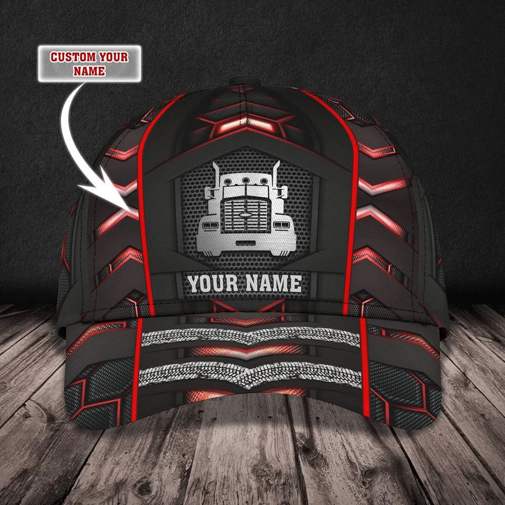 Red Line Trucker Customized Name 3D Cap Farmer Baseball Cap Unique Gifts For Farmers