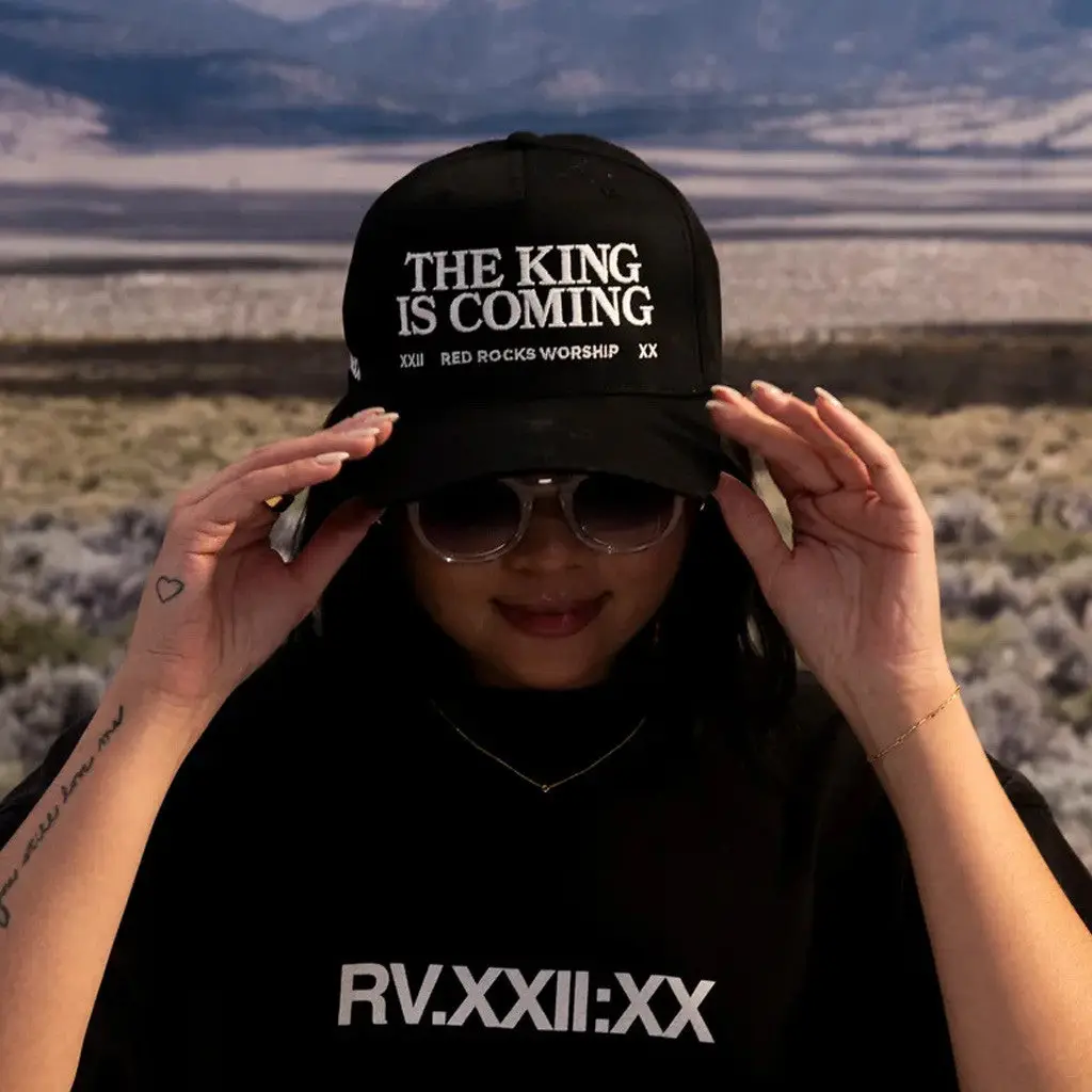 Red Rocks Merch The King Is Coming Embroidered Hat Gifts For Husband -WearandDecor