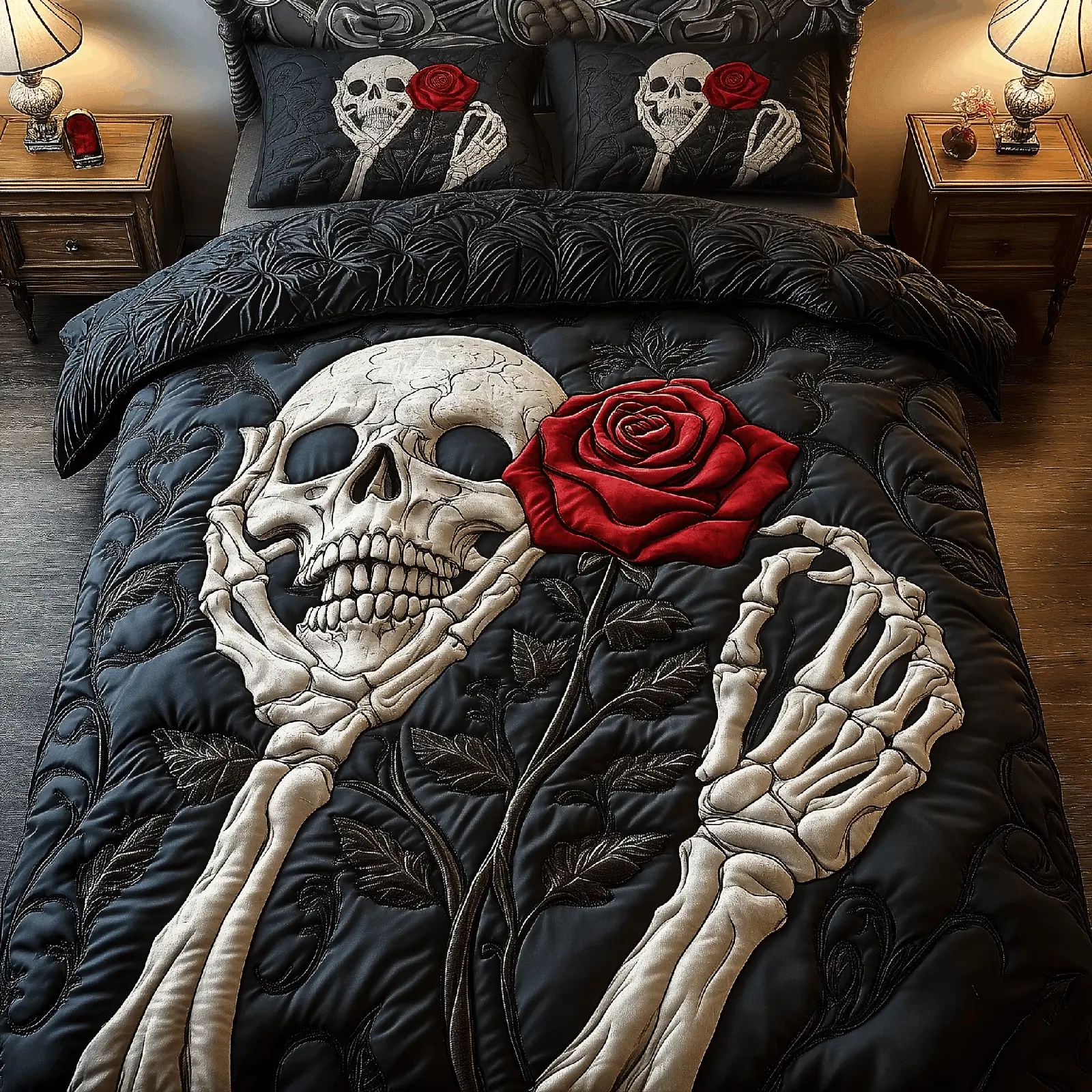 Red Rose For U Quilted Bedding Set Room Decor Ideas Valentines Gifts For Her