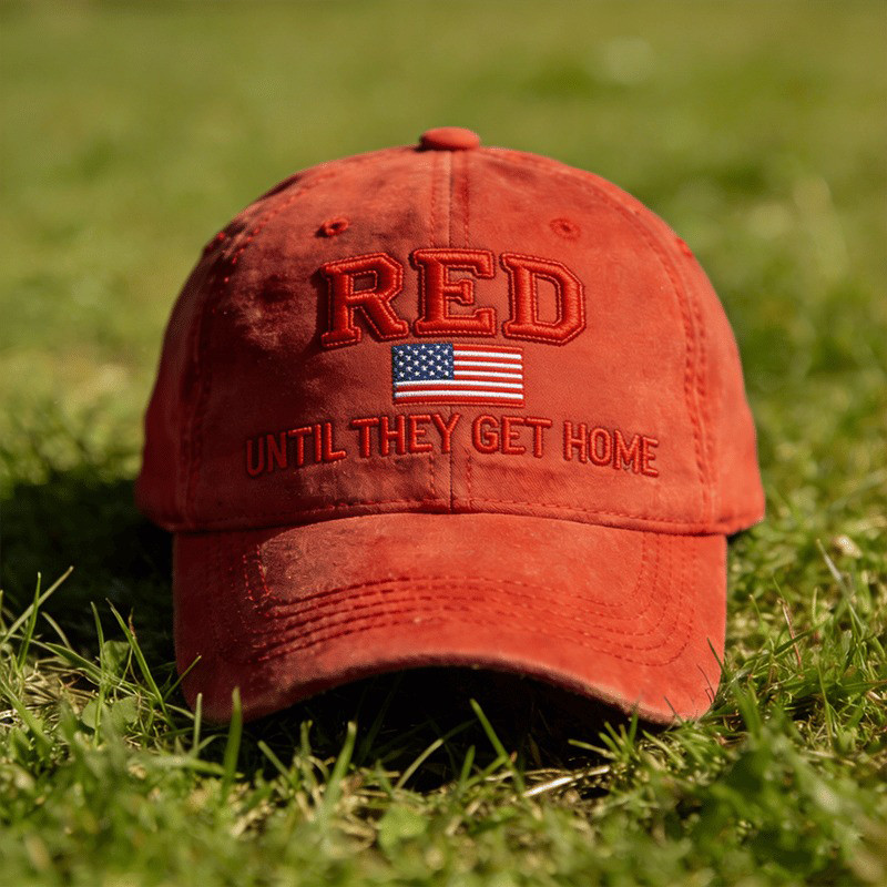 Red Until They Get Home Hat American Flag Logo Red Fridays Baseball Cap