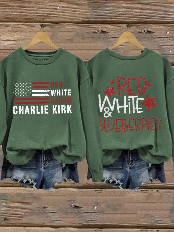 Red White And Blueberries Green Sweatshirt Charlie Kirk USA I Am Charlie Kirk 47 Merch