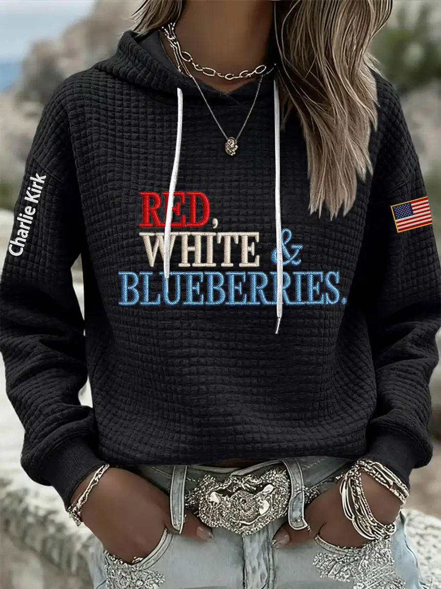 Red White And Blueberries Merch Black Hoodie Freedom Charlie Kirk 2025 Charlie Kirk Shirt