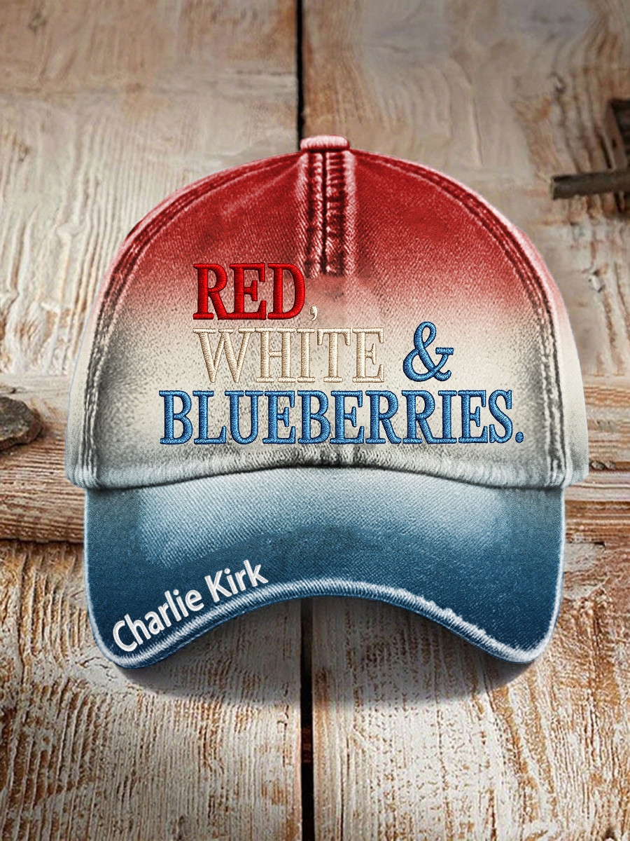Red White And Blueberries Merch Hat Charlie Kirk Freedom RIP 1993 2025 Baseball Cap