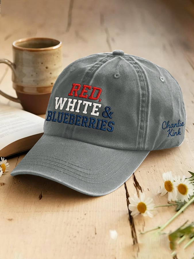 Red White And Blueberries Merch Hat Charlie Kirk RIP Freedom TPUSA Baseball Cap Red White And Blueberries Merch Hat Charlie Kirk RIP Freedom TPUSA Baseball Cap - Image 1