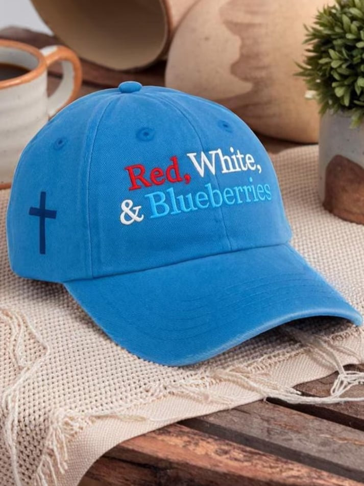 Red White And Blueberries Merch Hat Cross Charlie Kirk 47 TPUSA Freedom Baseball Cap Red White And Blueberries Merch Hat Cross Charlie Kirk 47 TPUSA Freedom Baseball Cap - Image 1