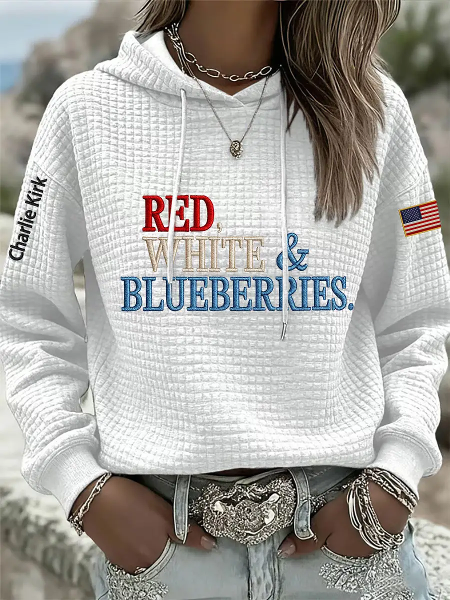 Red White And Blueberries Merch Hoodie Freedom Charlie Kirk 2025 Charlie Kirk Clothing