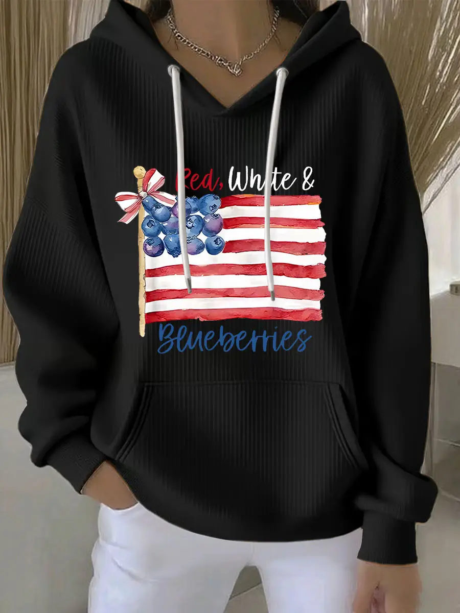 Red White And Blueberries Merch Hoodie US Flag Blueberries Freedom Charlie Kirk 47 Wore Red White And Blueberries Merch Hoodie US Flag Blueberries Freedom Charlie Kirk 47 Wore - Image 1