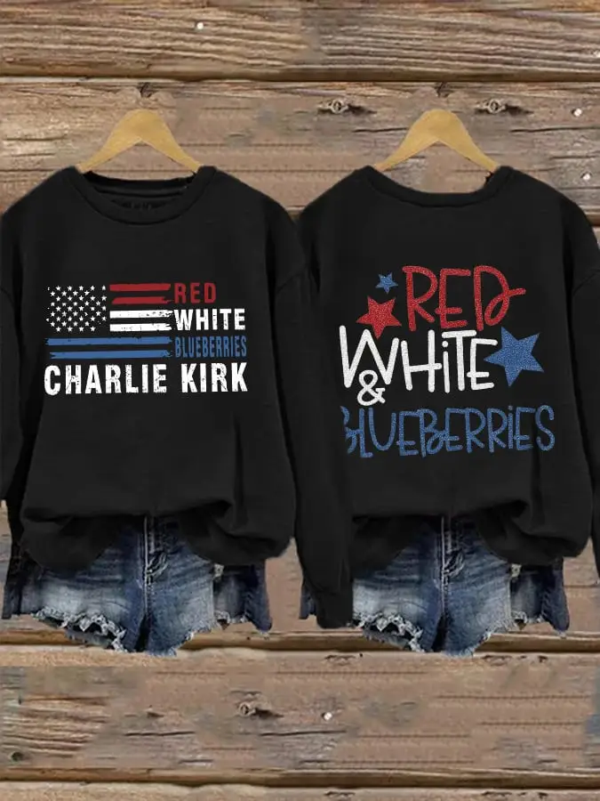 Red White And Blueberries Sweatshirt Charlie Kirk USA I Am Charlie Kirk 47 Merch Red White And Blueberries Sweatshirt Charlie Kirk USA I Am Charlie Kirk 47 Merch - Image 1