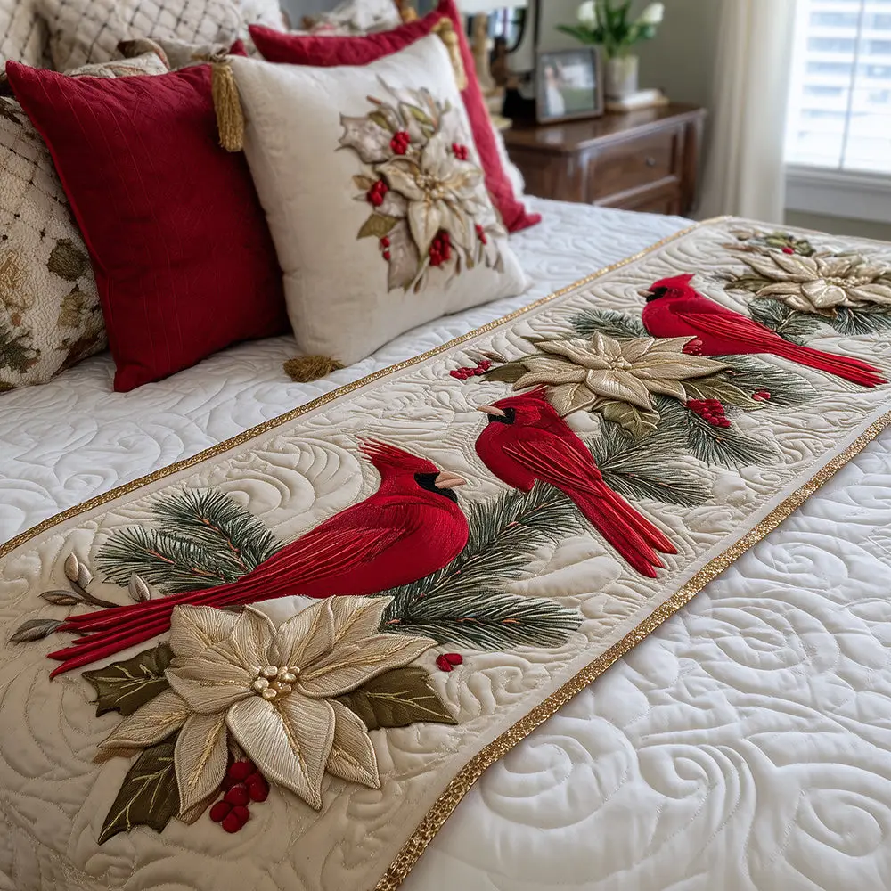 Redbird Gathering Quilted Bed Runner Redbird Gathering Christian Nature Gift