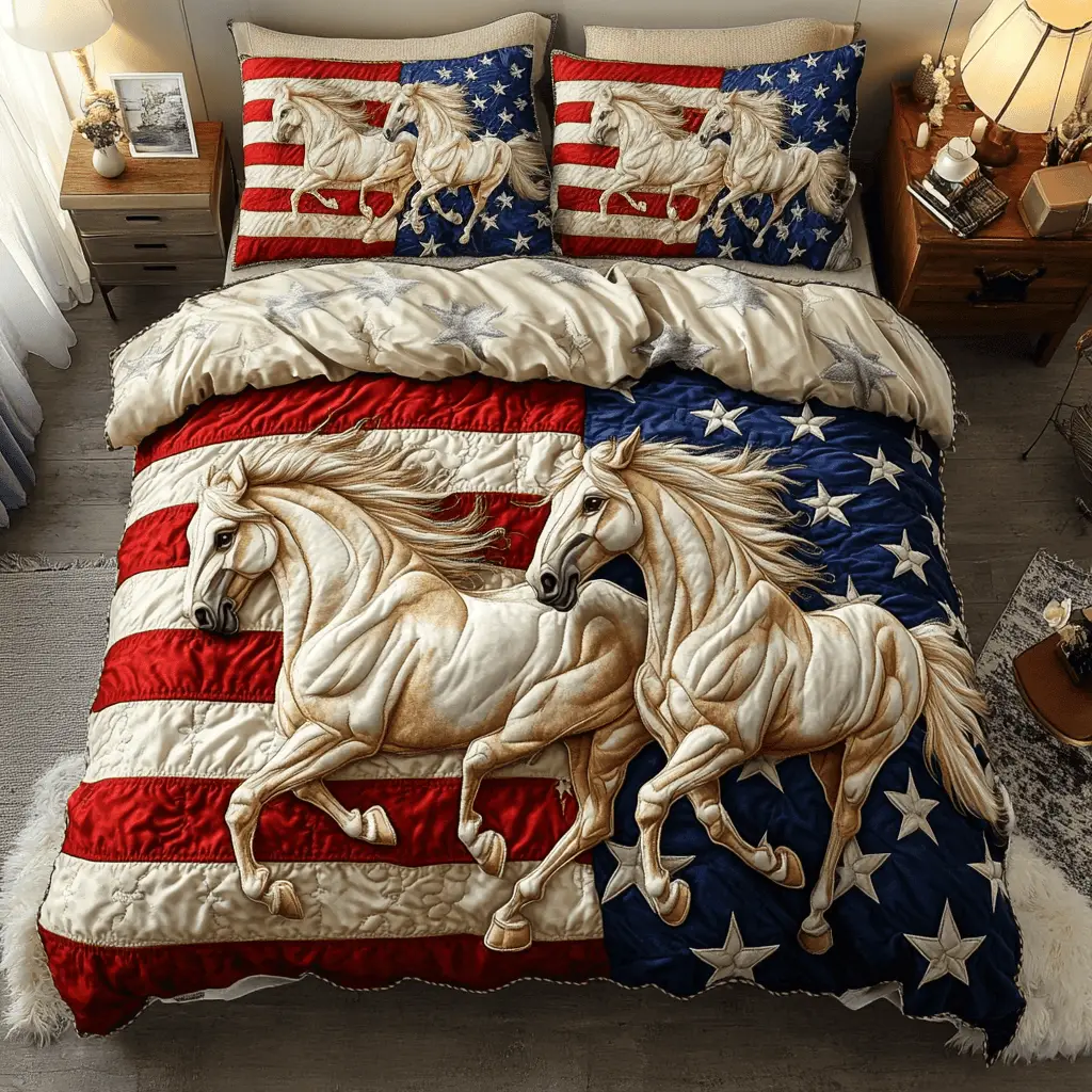 Redemption Horse  Quilted Bedding Set  Best Comforter Sets 4Th Of July Client Gifts