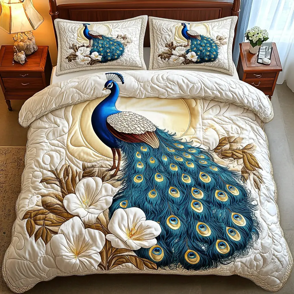 Regal Feather Fantasy Quilted Bedding Set Luxury Comforter Gift Set for Him or Her