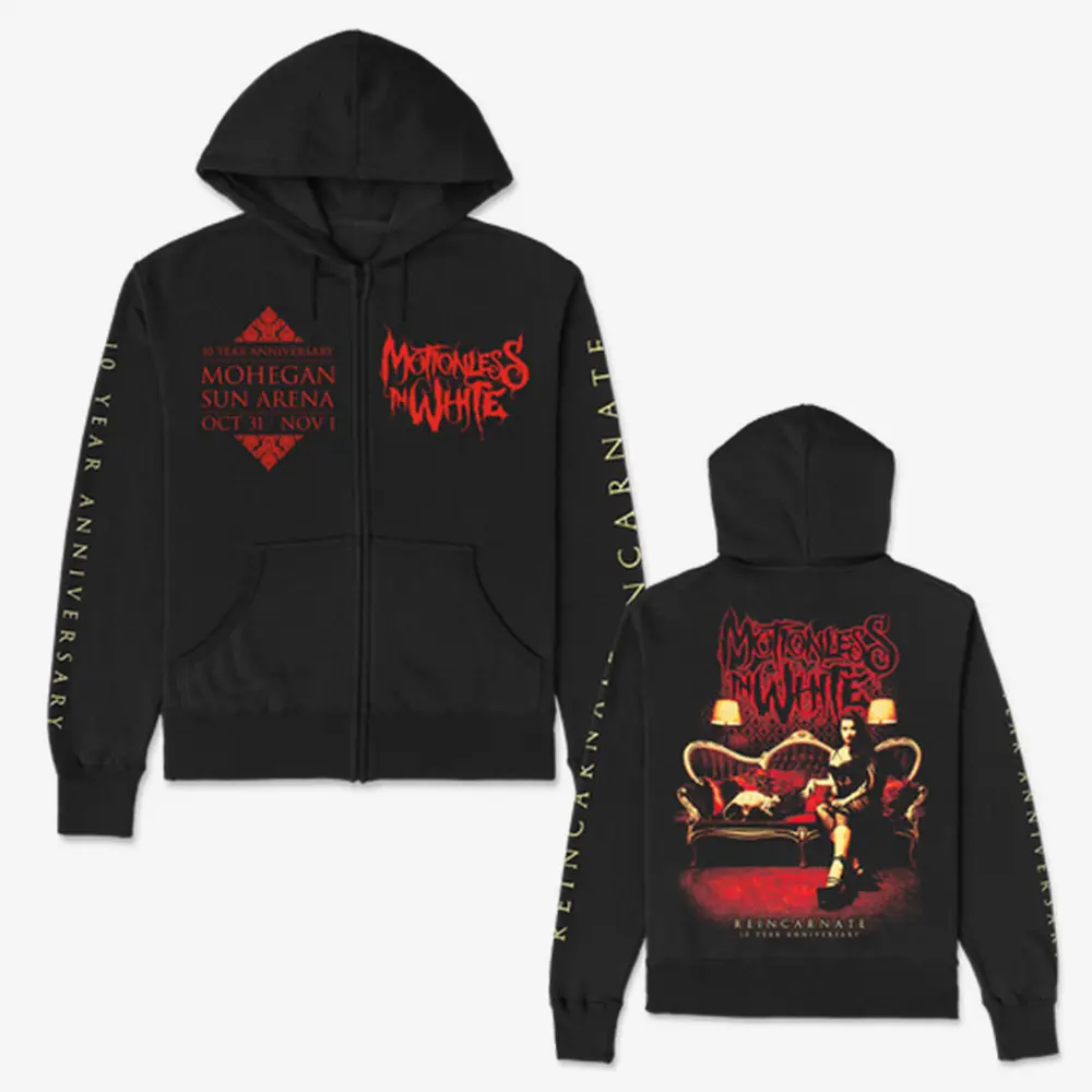 Reincarnate 10 Years Anniversary Zip Hoodie Motionless In White Band Merch Music Lover Gift