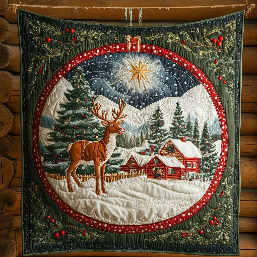 Reindeer Winter Snowglobe Quilt Perfect Housewarming Gift with Quilt Blanket