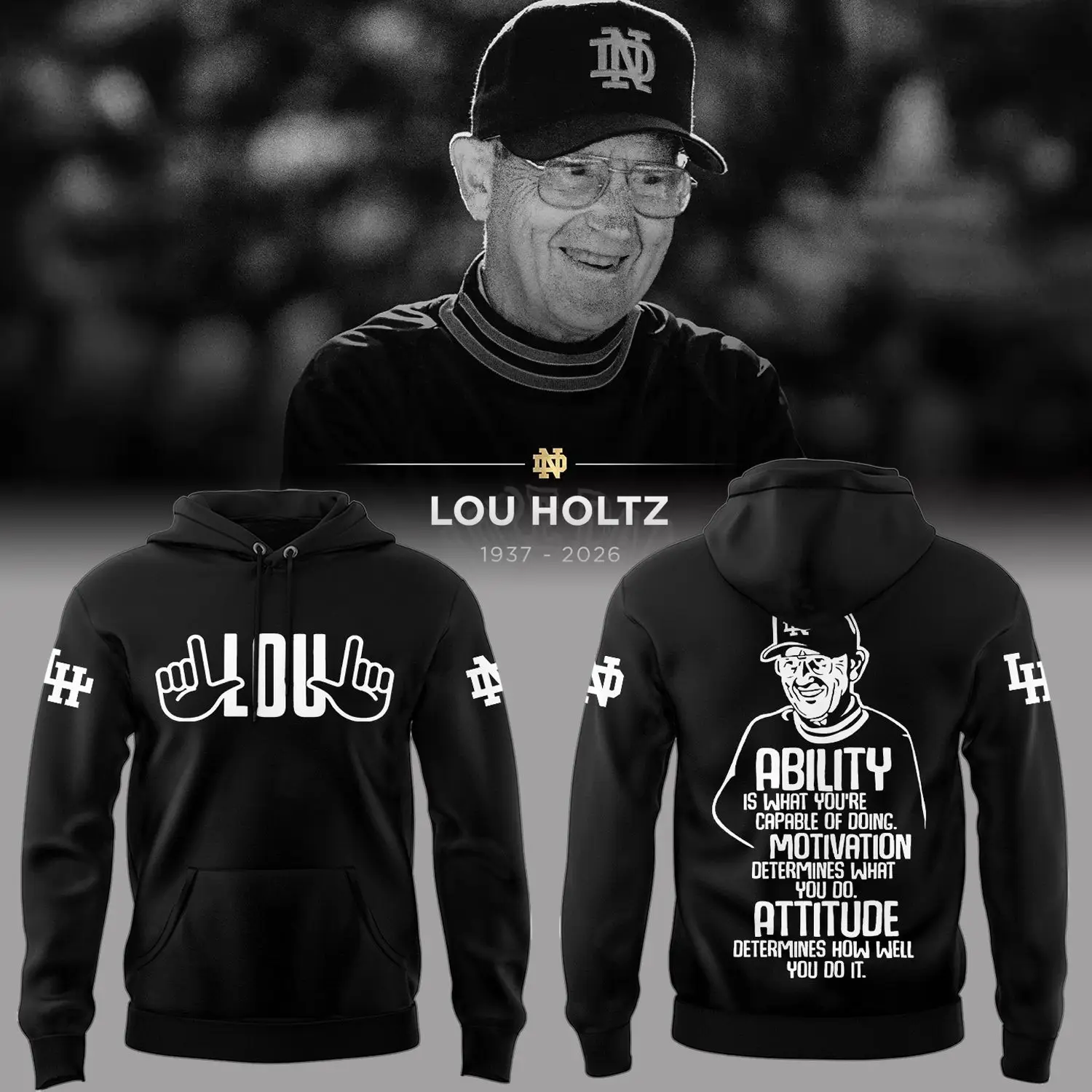 Remembering The Life And Legacy Of Lou Holtz Hoodie Rest In Peace Lou Holtz Merch Gift For Him Remembering The Life And Legacy Of Lou Holtz Hoodie Rest In Peace Lou Holtz Merch Gift For Him - Image 1