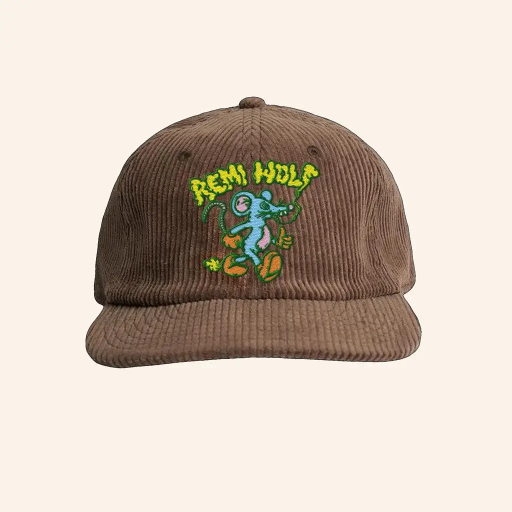 Remi Wolf Merch Embroidered Rat Corduroy Hat Gifts For Friends -WearandDecor