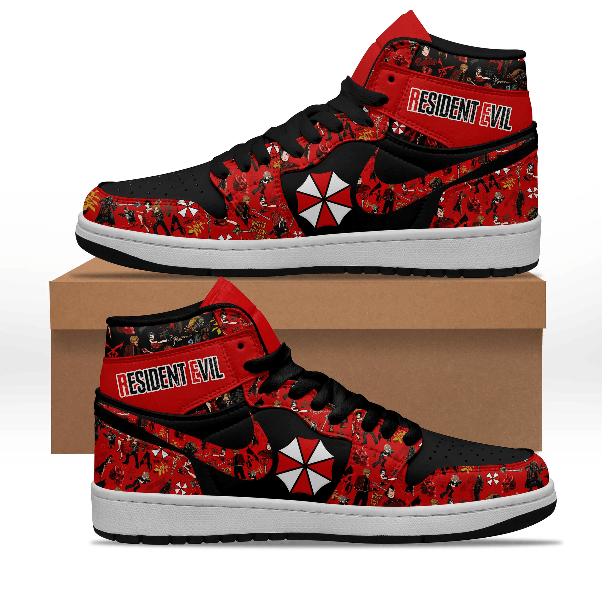 Resident Evil Air Jordan 1 High Sneakers Resident Evil Merch Game Lovers Gifts For Him