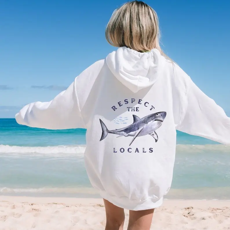 Respect The Locals Shark Protect The Ocean Hoodie Shark Lover GIft For Her