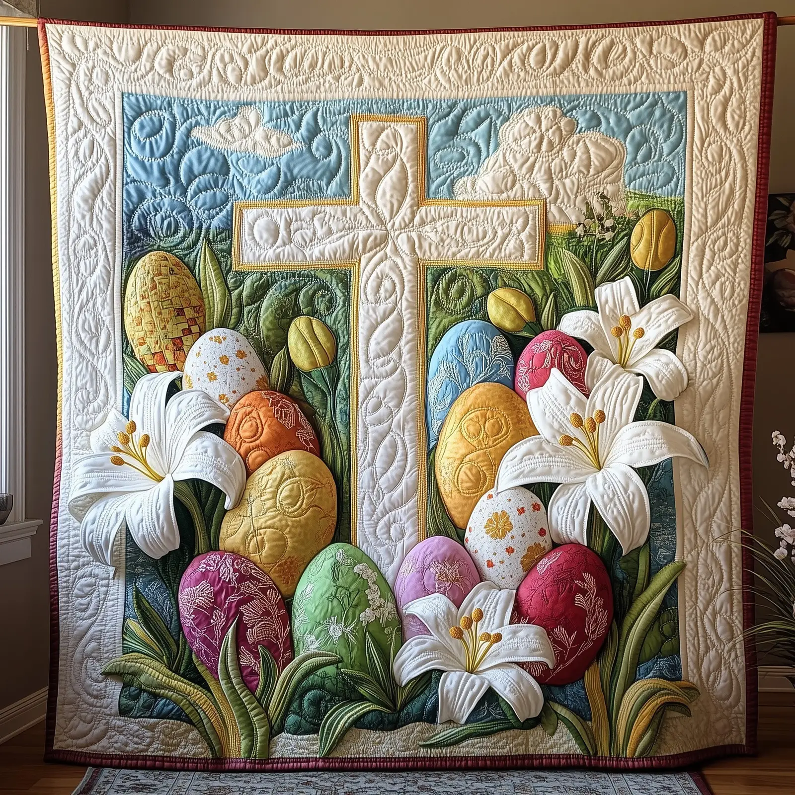 Resurrection Blessings Quilted Blanket Sofa Decorations Flower Themed Gifts For Dad
