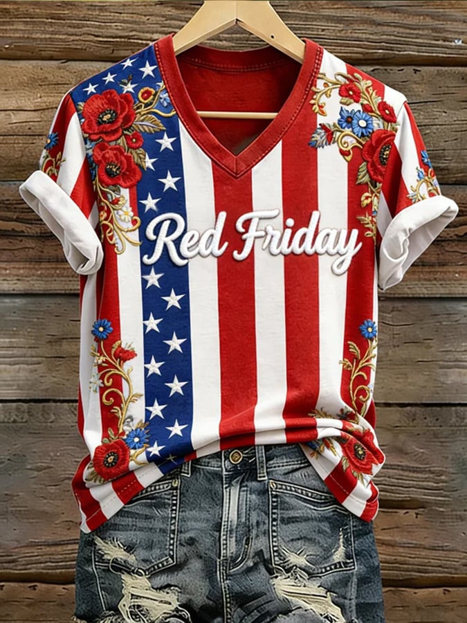 Retro 250 Years Of America V-Neck Shirt Red Friday Merch Best Gifts For Daughter