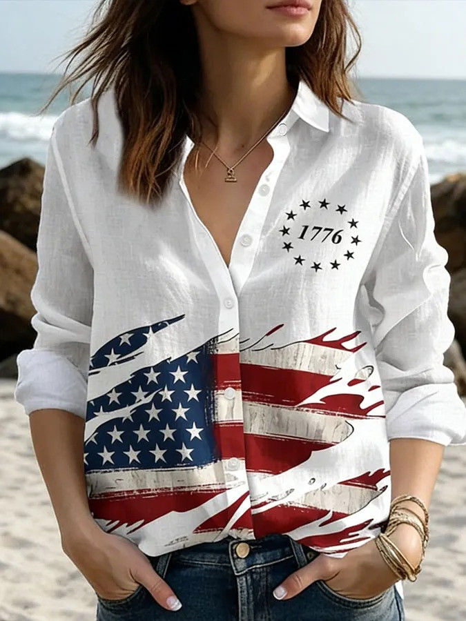 Retro 250th Anniversary Button Up Long Sleeve Shirt American Pride Gift Retro 250th Anniversary Button Up Long Sleeve Shirt American Pride Gift - Image 1