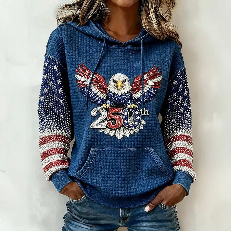 Retro 250th Anniversary Patriotic Eagle Hoodie Independence Day Clothing Line
