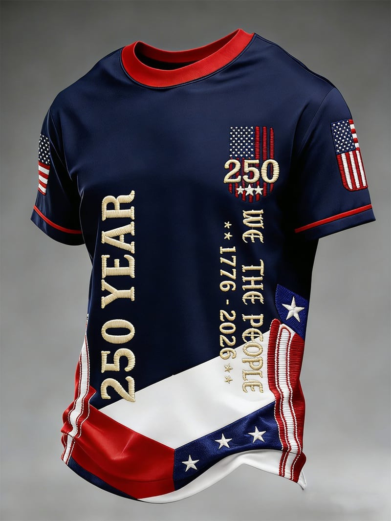 Retro 250th Anniversary USA Flag T-Shirt 1776-2026 Patriotic Gift For Him Retro 250th Anniversary USA Flag T-Shirt 1776-2026 Patriotic Gift For Him - Image 1
