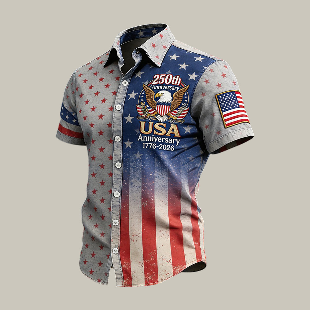 Retro America 250th Anniversary 1776 2026 Hawiian Shirt 4th Of July Attire Gift For Husband