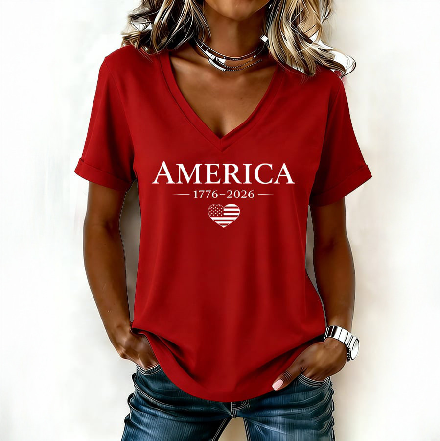 Retro America 250th Anniversary 1776 2026 V-Neck Shirt Independence Day 2026 Shirt Retro America 250th Anniversary 1776 2026 V-Neck Shirt Independence Day 2026 Shirt - Image 1