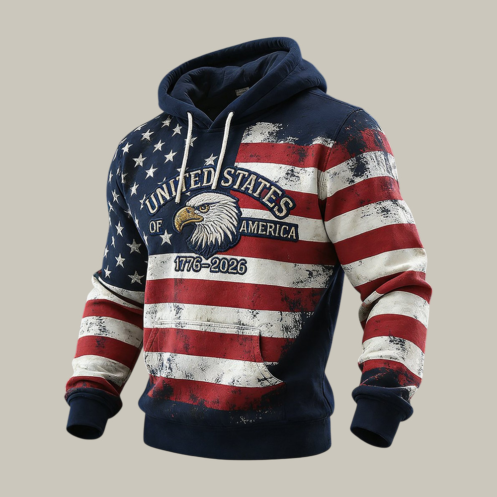 Retro America 250th Anniversary Eagle Hoodie 4th Of July Outfit Ideas Gift For Patriotic Men