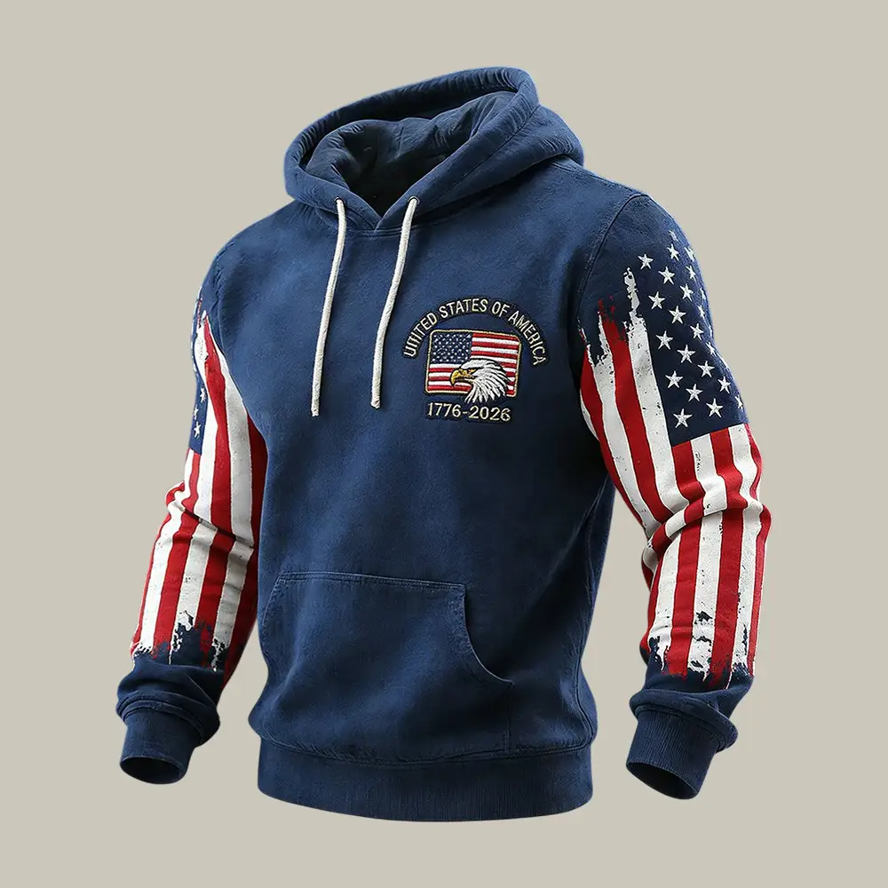 Retro American 250th Anniversary 1776 2026 Eagle Hoodie July 4 Outfits Present For Patriotic Dad